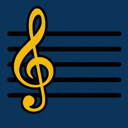 Solfej çizgileri başında da sol anahtarı.
In-Game asset.  2d.  High contrast.  No shadows