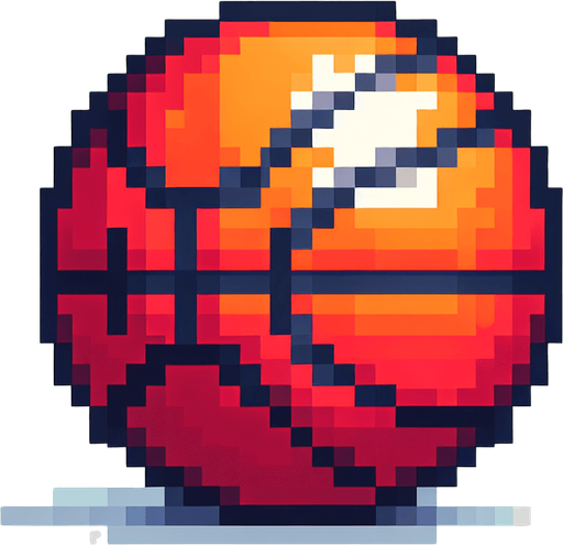 basketball ball. pixelated. 8 bit.
Single Game Texture. In-Game asset. 2d. Blank background. High contrast. No shadows.