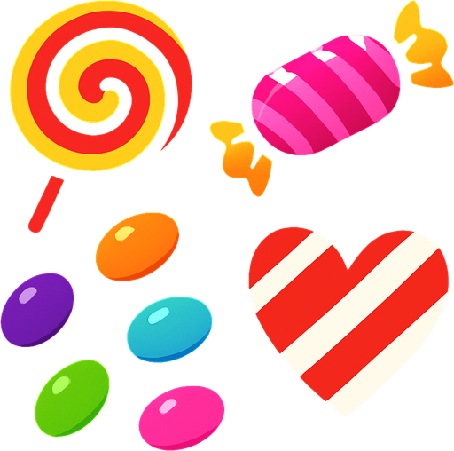 Candy
Is.
In-Game asset.  2d.  High contrast.  No shadows