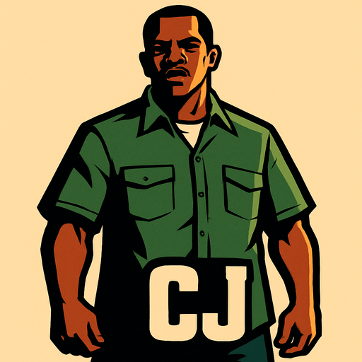 CJ.
In-Game asset.  2d.  High contrast.  No shadows