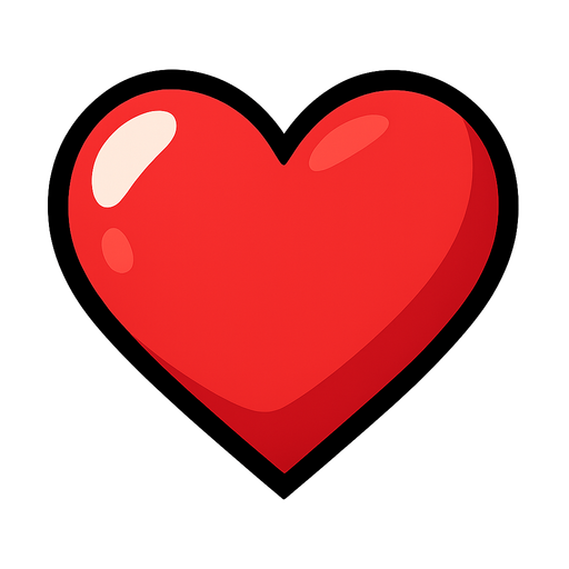 Red heart.
In-Game asset.  2d.  High contrast.  No shadows