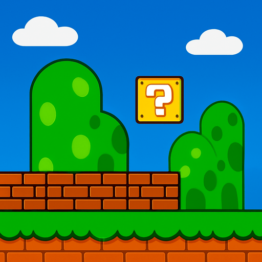 Mario background.
In-Game asset.  2d.  High contrast.  No shadows