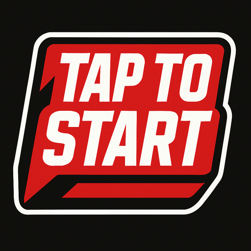 Tap to start button in ESPN sport style artwork.
In-Game asset.  2d.  High contrast.  No shadows