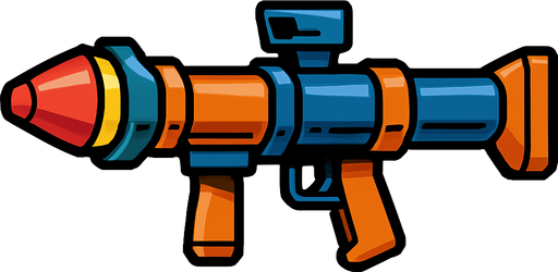 rocket launcher.
In-Game asset.  2d.  High contrast.  No shadows