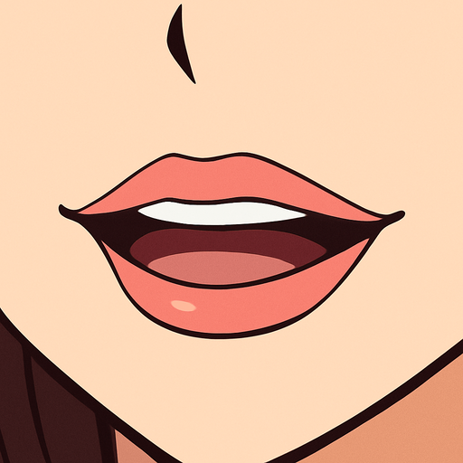 An anime womans mouth. Just mouth..
In-Game asset.  2d.  High contrast.  No shadows