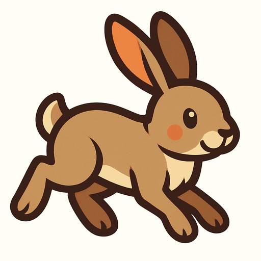 A cute hare running on 4 paws.
In-Game asset.  2d.  High contrast.  No shadows