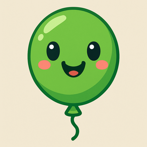 Create a green Ballon with happy face.
In-Game asset.  2d.  No shadows
