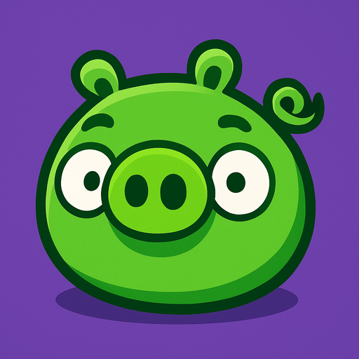 a grene pig.
In-Game asset.  2d.  High contrast.  No shadows