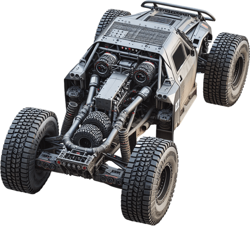Photorealistic RealBull Dakar-Rally-Truck from back, Top view.