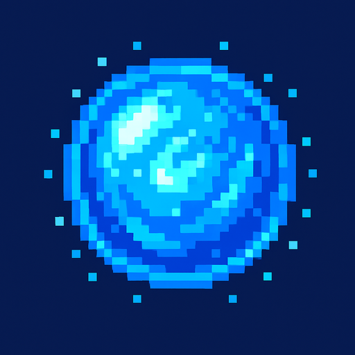 2d Pixel art High Quality Blue Magic Ball.
In-Game asset.  2d.  High contrast.  No shadows