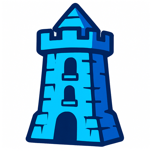 Blue Tower.
In-Game asset.  2d.  High contrast.  No shadows