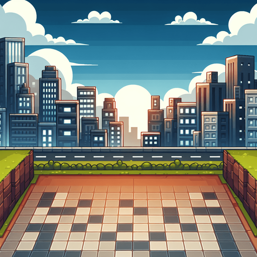 background city mg.
Single Game Texture.  In-Game asset.  2d.  Blank background.  High contrast.  No shadows