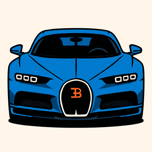 Kuzey yönüne bakan bir bugatti.
In-Game asset.  2d.  High contrast.  No shadows