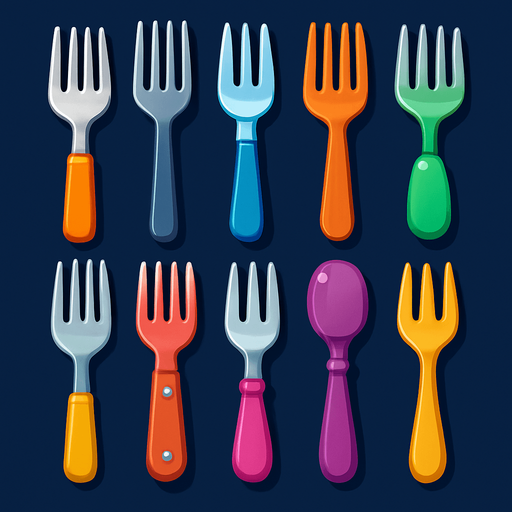 Pack of different forks.
In-Game asset.  High contrast.  No shadows. 3D