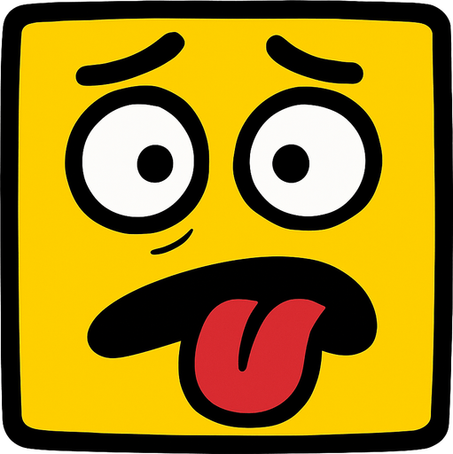 Funny square face looking like an idiot yellow.
In-Game asset.  2d.  High contrast.  No shadows