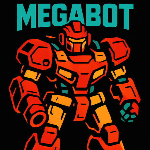MEGABOT.
In-Game asset.  2d.  High contrast.  No shadows