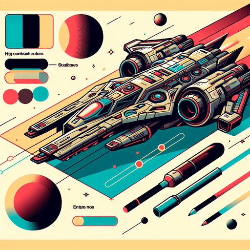 Make a space ship.
Single Game Texture. In-Game asset. 2d. Blank background. High contrast. No shadows.