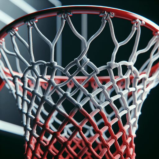 basketball ring with red and white net.
face view
