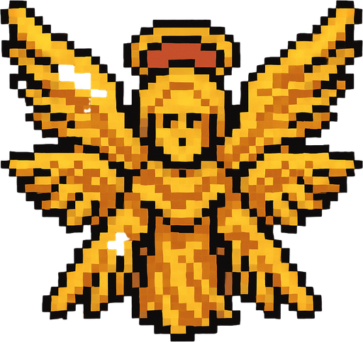 pixel art seraphim.
In-Game asset.  2d.  High contrast.  No shadows