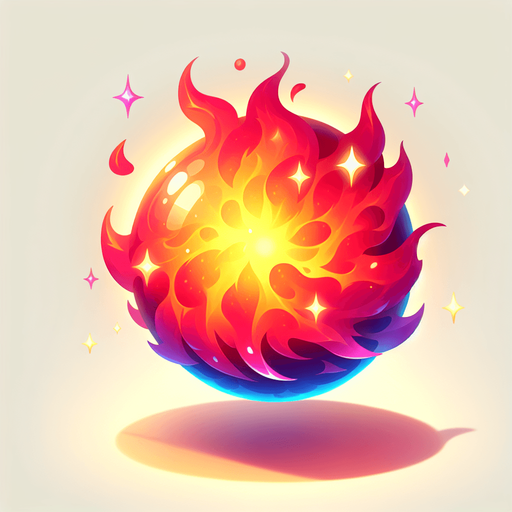 magical fireball.
Single Game Texture.  In-Game asset.  2d.  Blank background.  High contrast.  No shadows