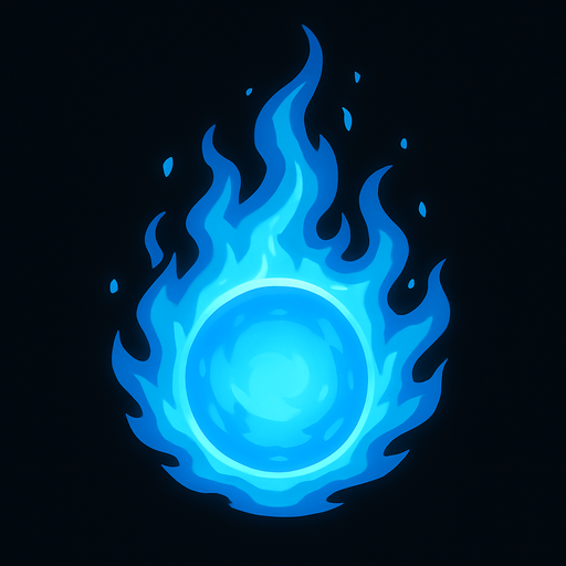 create cool blue fire ball.
In-Game asset.  2d.  High contrast.  No shadows