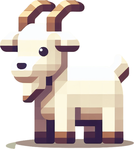 Goat.
Single Game Texture.  In-Game asset.  2d.  Blank background.  No shadows