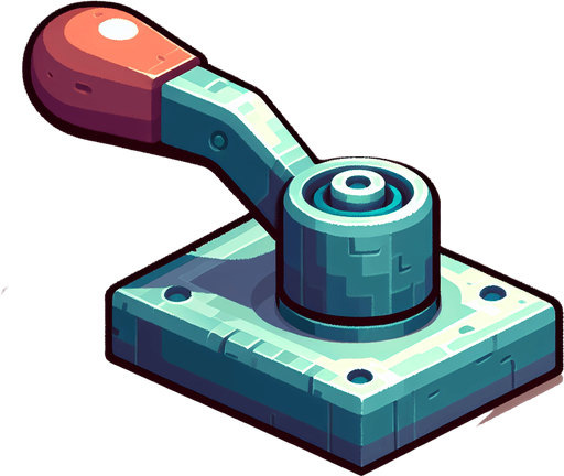 lever cute cartoon.
Single Game Texture.  In-Game asset.  2d.  Blank background.  High contrast.  No shadows
