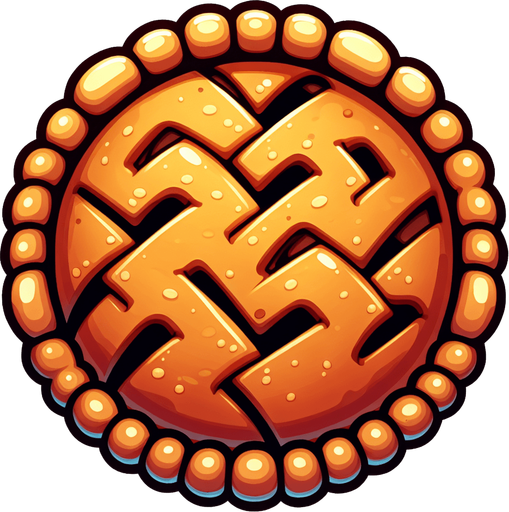 cartoon pie drawn top view.
Single Game Texture. In-Game asset. 2d. Blank background. High contrast. No shadows.