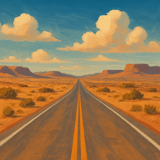 draw a horizontal desert road