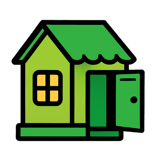 green house, open door looking left.
In-Game asset.  2d.  High contrast.  No shadows