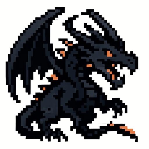 DARK DRAGON PIXEL.
In-Game asset.  2d.  High contrast.  No shadows