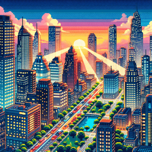 city landscape.
video game style