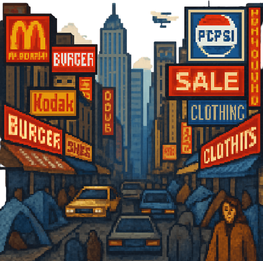 make pixelated, add homeless with tents