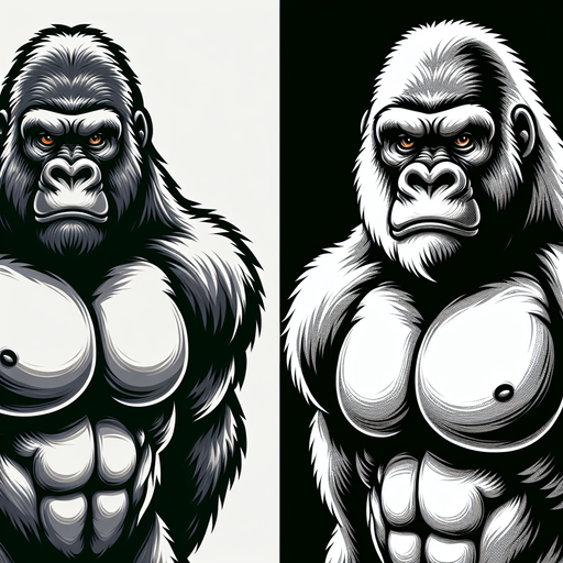 tagged Gorilla.
Single Game Texture.  In-Game asset.  2d.  Blank background.  High contrast.  No shadows