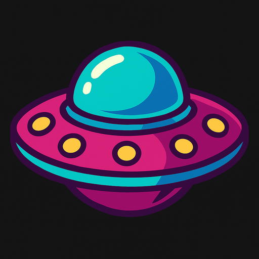UFO spaceship.
In-Game asset.  2d.  High contrast.  No shadows