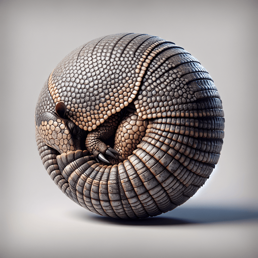Un armadillo hecho bolita.
Single Game Texture.  In-Game asset.  2d.  Blank background.  High contrast.  No shadows