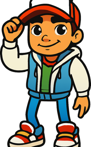 Jake from Subway surfers player.
In-Game asset.  2d.  High contrast.  No shadows