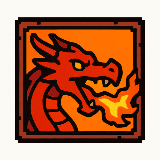 Fire dragon block.
In-Game asset.  2d.  High contrast.  No shadows