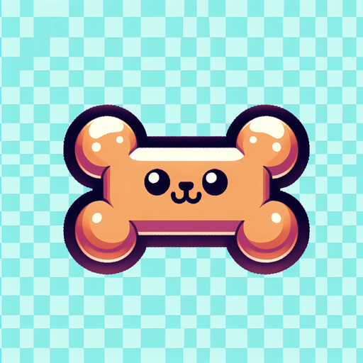 a cute looking dog toy shaped like a bone..
Single Game Texture. In-Game asset. 2d. Blank background. High contrast. No shadows.