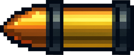Minigun bullet pixel.
In-Game asset.  2d.  High contrast.  No shadows