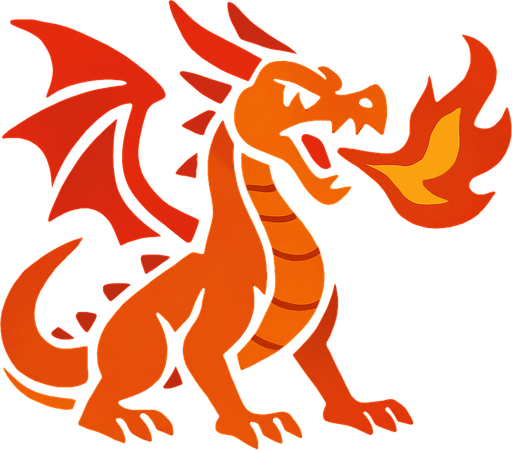 Dragon feu.
In-Game asset.  2d.  High contrast.  No shadows