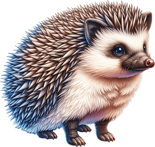 a hedgehog.
Single Game Texture. In-Game asset. 2d. Blank background. High contrast. No shadows.