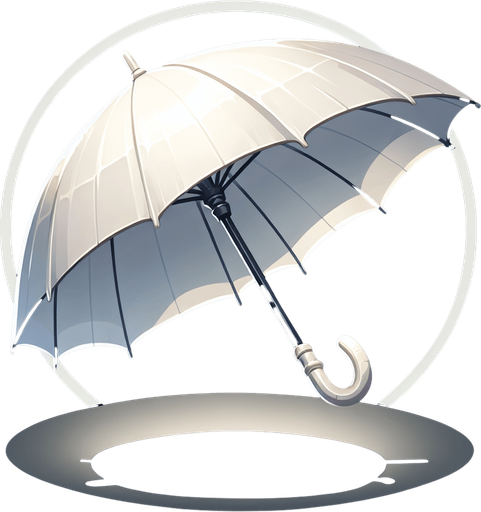white umbrella.
Single Game Texture. In-Game asset. 2d. Blank background. High contrast. No shadows.