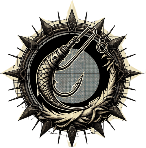 Fishing hook.
Single Game Texture.  In-Game asset.  2d.  Blank background.  High contrast.  No shadows