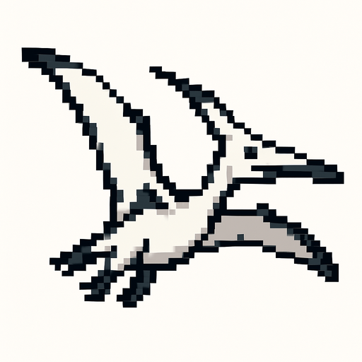 beyaz siyah uçan dinazor kuş.
In-Game asset.  No shadows. pixel