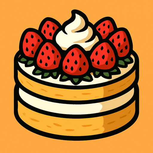 Gâteau aux fraises.
In-Game asset.  2d.  High contrast.  No shadows