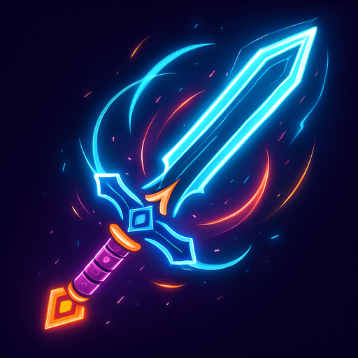 Sword, effect grand master neon.
In-Game asset.  2d.  High contrast.  No shadows