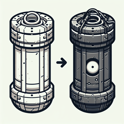 drop bom tube.
Single Game Texture.  In-Game asset.  2d.  Blank background.  High contrast.  No shadows
