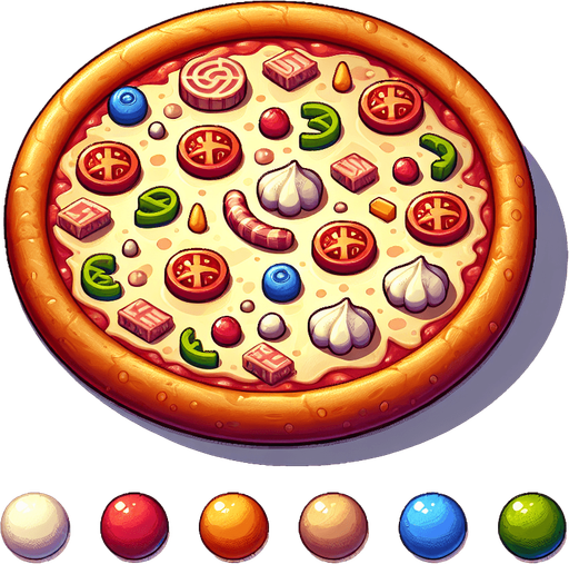 çiğ pizza.
Single Game Texture.  In-Game asset.  2d.  Blank background.  High contrast.  No shadows