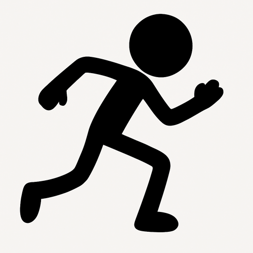 Un stickman con una posición de corredor.
In-Game asset.  2d.  High contrast.  No shadows